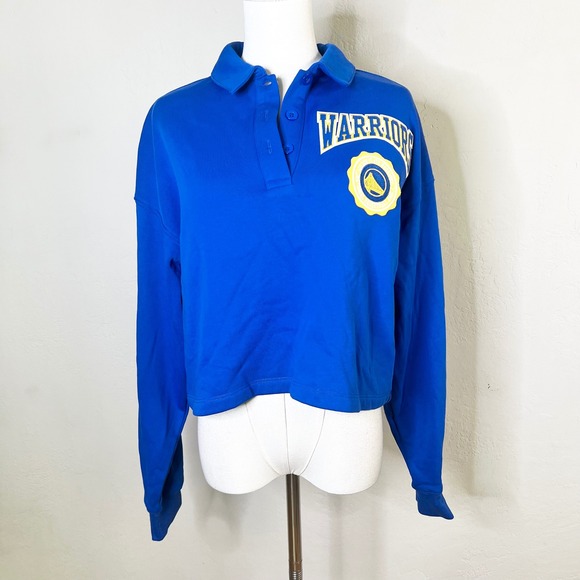 Pro Standard Tops - Golden State Warriors Pro Standard NBA Cropped Polo Sweatshirt Women Size S Blue